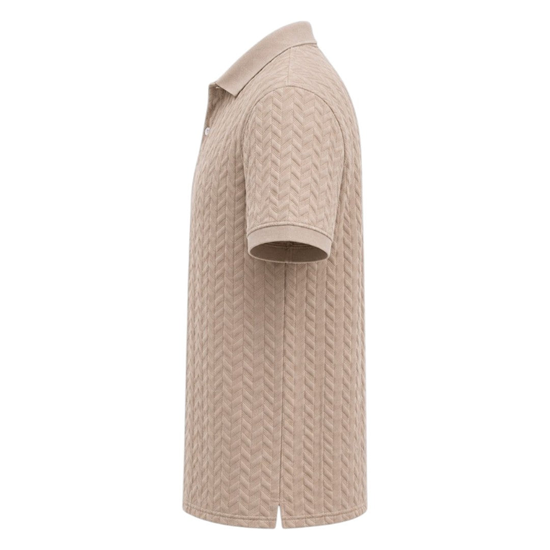S D Trading Co Men’s Taupe Textured Knitted Polo Shirt