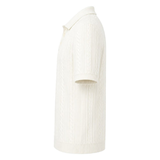 S D Trading Co Men’s Ivory Cable-Knit Polo Shirt