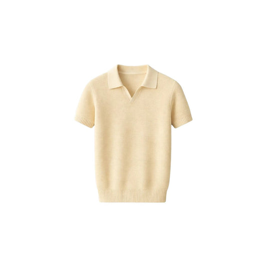 Effortless Style with the S D Trading Co Men’s Cream Textured Knitted Polo T-Shirt