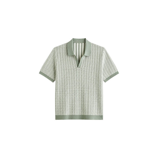 Refresh Your Look with the S D Trading Co Men’s Sage Green Textured Knitted Polo T-Shirt
