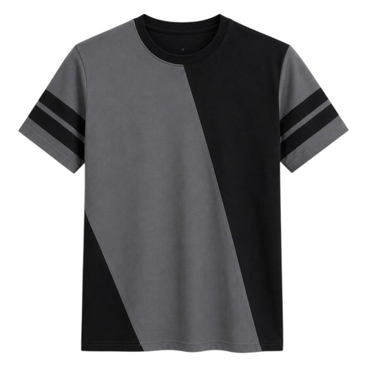 S D Trading Co Men’s Charcoal Grey & Black Colour-Block Crew Neck T-Shirt