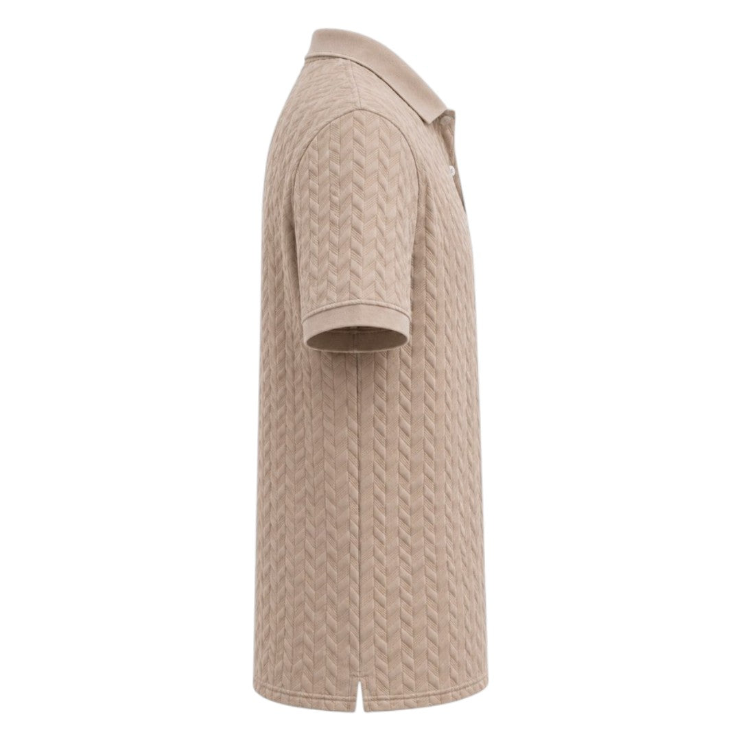 S D Trading Co Men’s Taupe Textured Knitted Polo Shirt