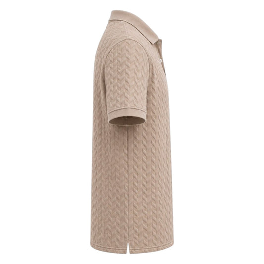S D Trading Co Men’s Taupe Textured Knitted Polo Shirt