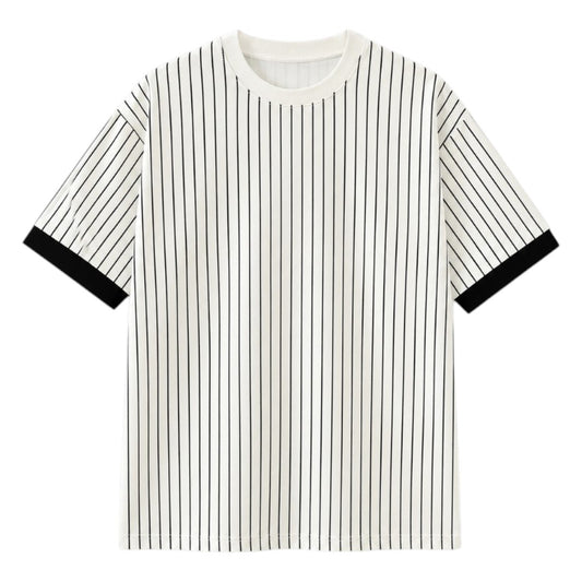 S D Trading Co Men’s Ivory Pinstripe Crew Neck T-Shirt