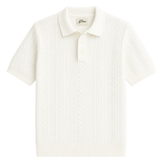 S D Trading Co Men’s Ivory Cable-Knit Polo Shirt