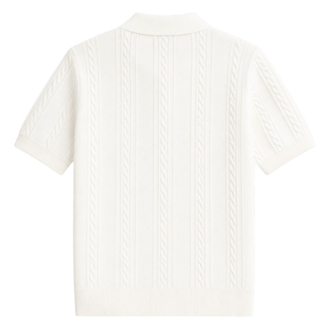 S D Trading Co Men’s Ivory Cable-Knit Polo Shirt