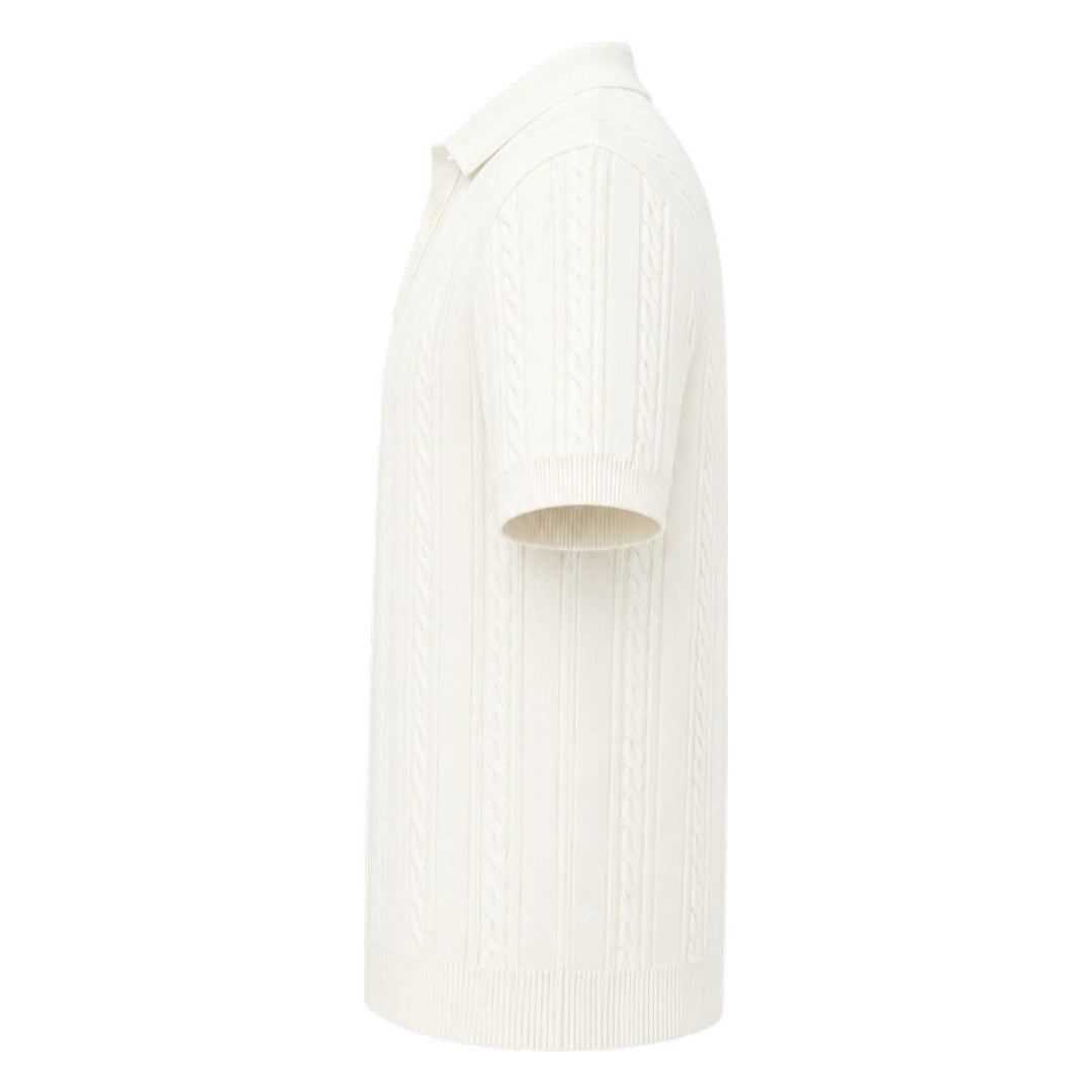 S D Trading Co Men’s Ivory Cable-Knit Polo Shirt