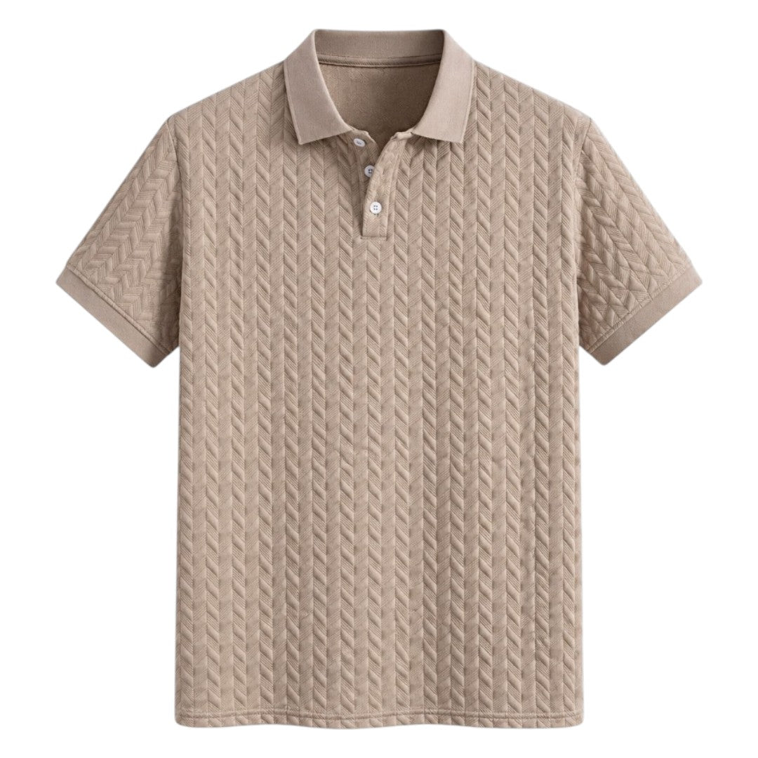S D Trading Co Men’s Taupe Textured Knitted Polo Shirt