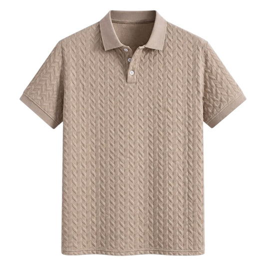 S D Trading Co Men’s Taupe Textured Knitted Polo Shirt