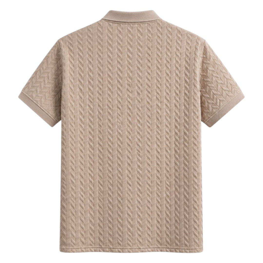 S D Trading Co Men’s Taupe Textured Knitted Polo Shirt