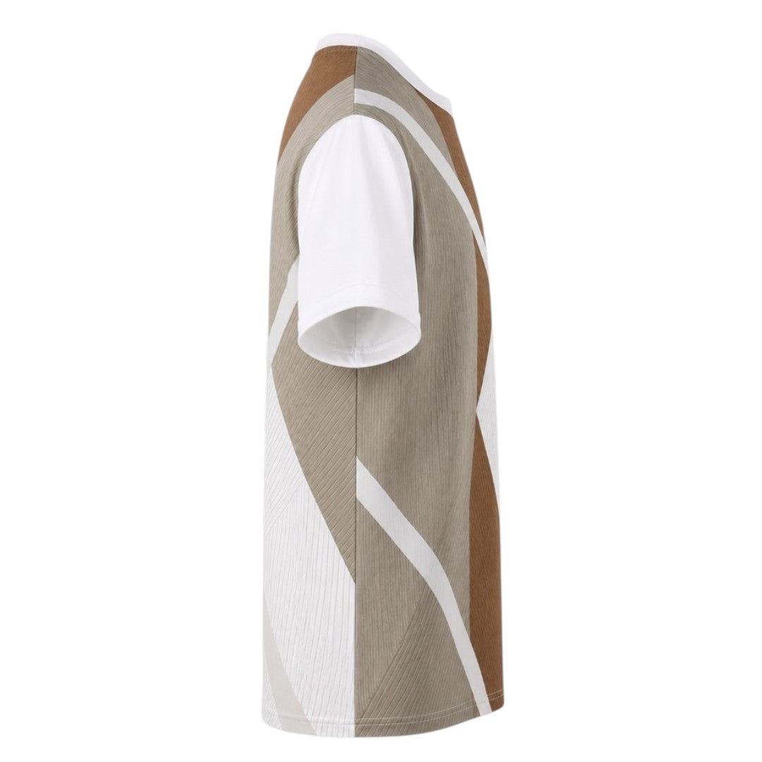 S D Trading Co Men’s Brown, Taupe & White Geometric Crew Neck T-Shirt