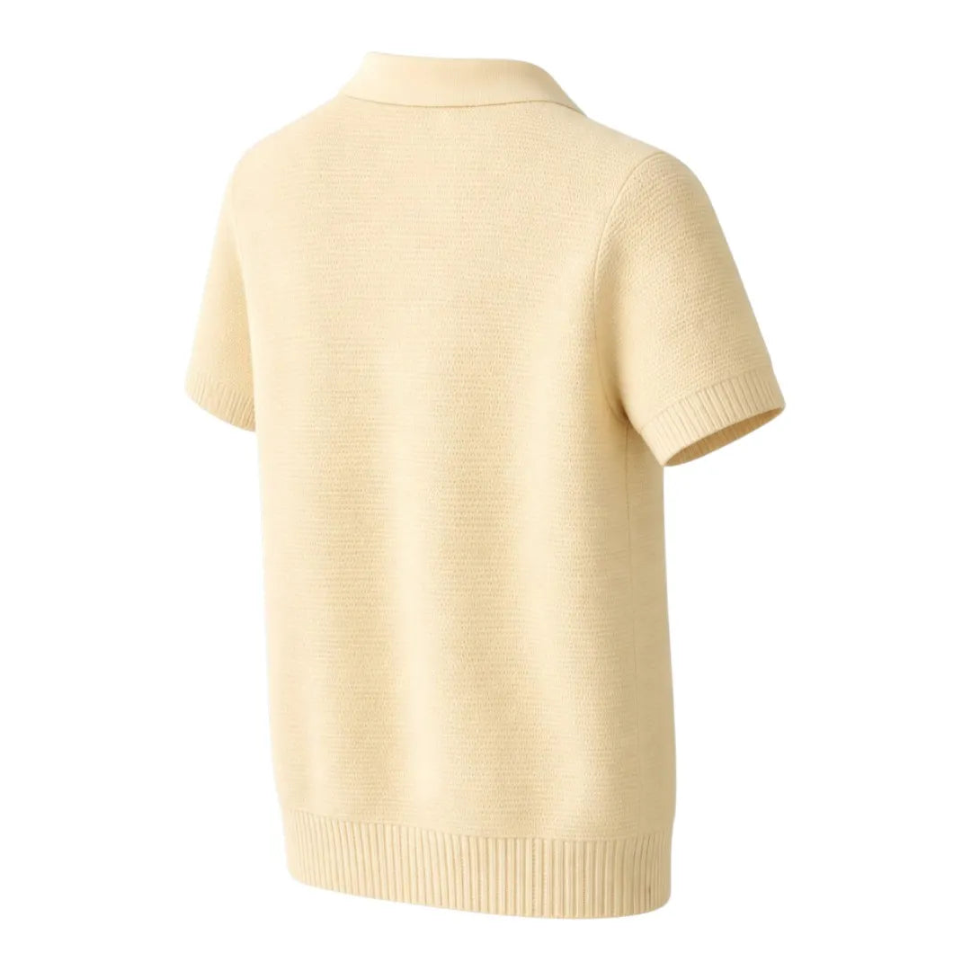 S D Trading Co Men’s Cream Textured Knitted Polo T-Shirt