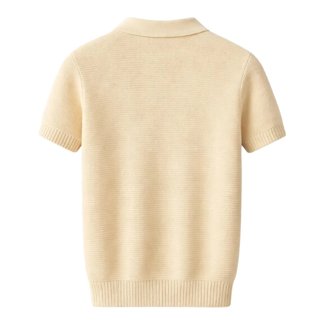 S D Trading Co Men’s Cream Textured Knitted Polo T-Shirt