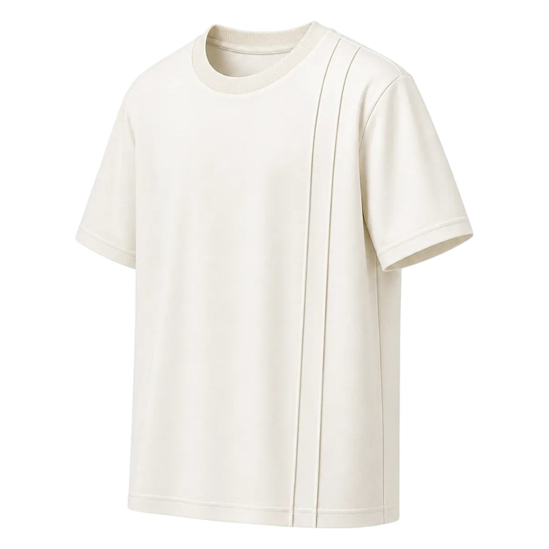 S D Trading Co Men’s Ivory Double-Pleat Crew Neck T-Shirt