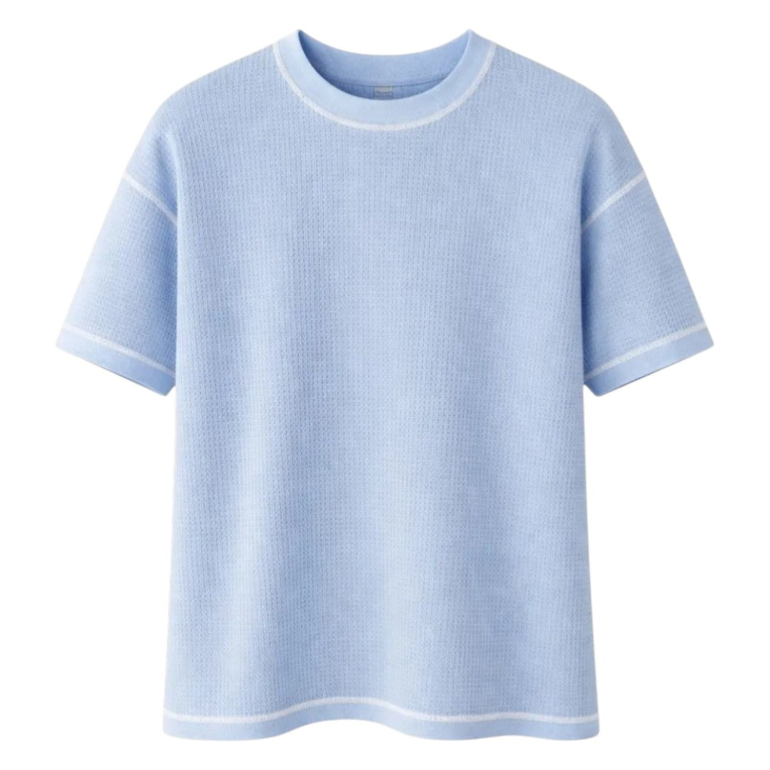 S D Trading Co Men’s Sky Blue Textured Crew Neck T-Shirt