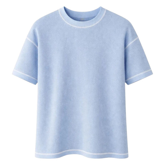 S D Trading Co Men’s Sky Blue Textured Crew Neck T-Shirt